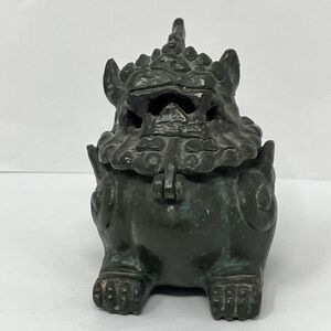 Antique Chinese Foo Dog Incense Burner Guardian Lion HEAVY ( Bronze? Cast Iron?)